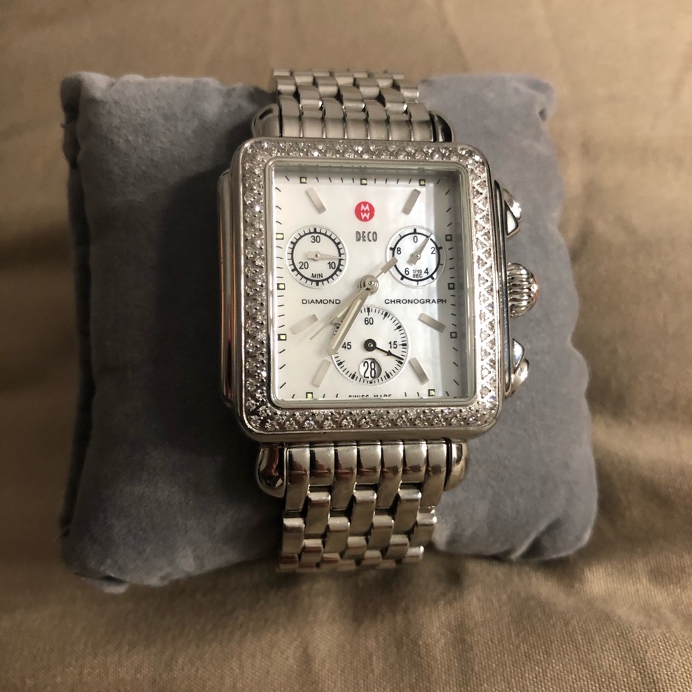 Michele diamond deco watch